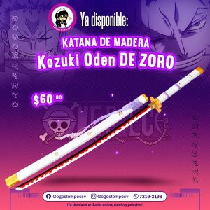 Katana de madera Kozuki Oden de zoro Rorornoa, One Piece