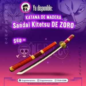 Katana de madera Sandai Kitetsu de zoro Rorornoa, One Piece