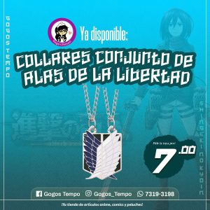 Collares set de 2, alas de la libertad, Shingeki no Kyoin SNK