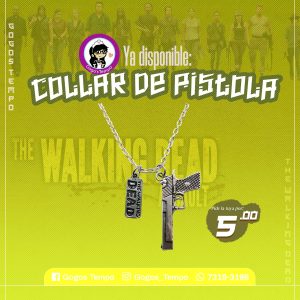 Collar de metal pistola TWD, The Walking Dead