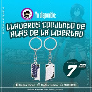 Llaveros set de 2, alas de la libertad, Shingeki no Kyoin SNK