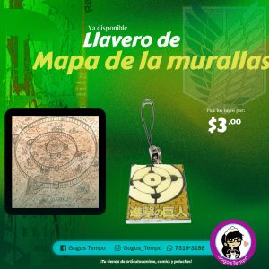Llavero metal SNK mapas de las murallas Shingeki no Kyojin