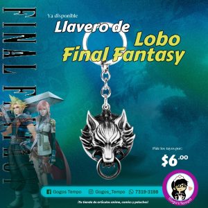 Llavero de metal cabeza de lobo final Fantasy