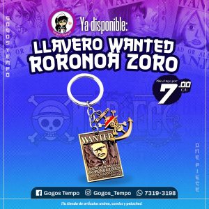 Llavero Wanted de Roronoa Zoro, One Piece