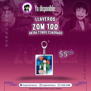 Llavero acrilico zom100, akira tendo cuadrado