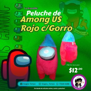 Peluche de among us rojo(gorro azul)