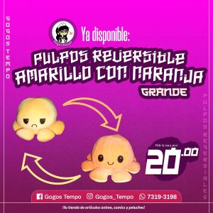 Pulpo reversible grande naranja con amarillo