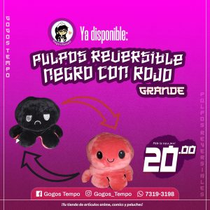 Pulpo reversible grande negro con rojo