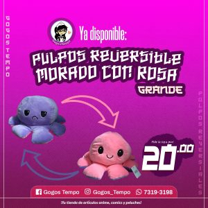 Pulpo reversible grande rosa con morado